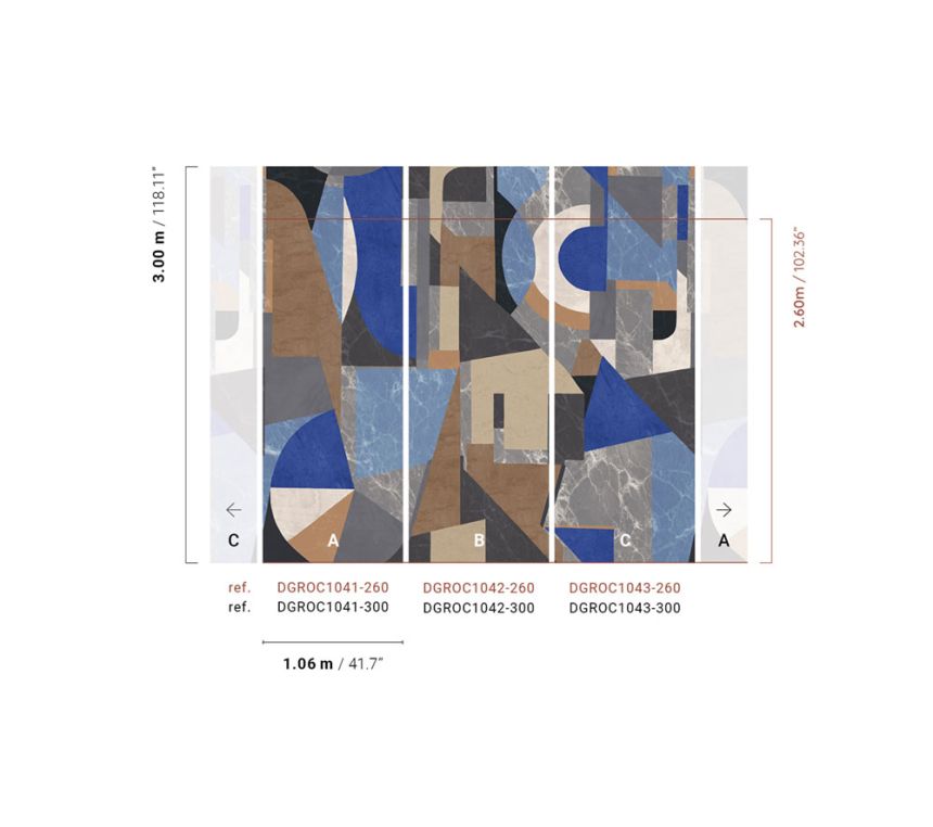 Graphic non-woven wall mural, blue, DGROC1043-260, Rock, Masureel