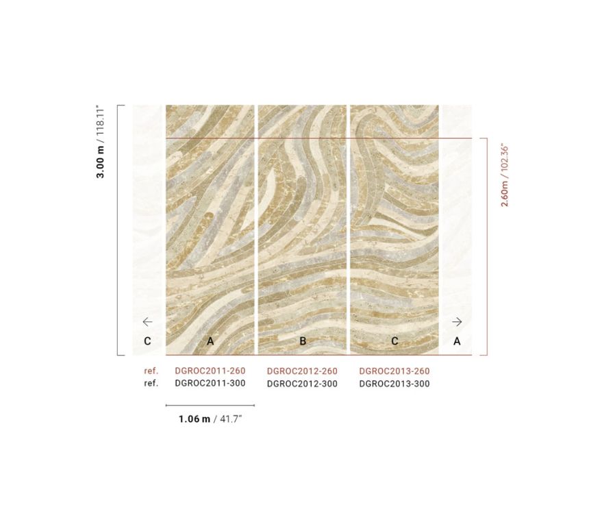 Geometric non-woven wall mural, beige, DGROC2012-300, Rock, Masureel