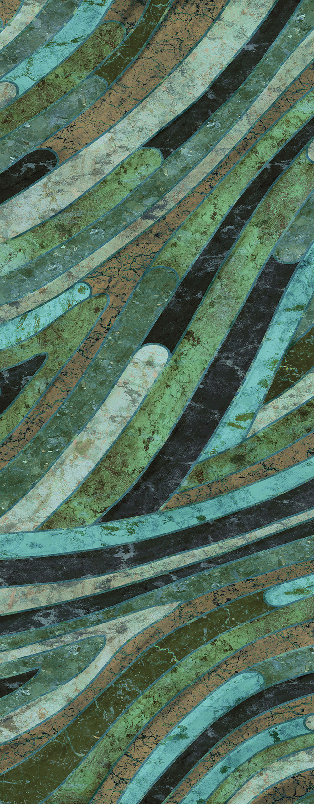 Geometric non-woven wall mural, green, DGROC2021-300, Rock, Masureel