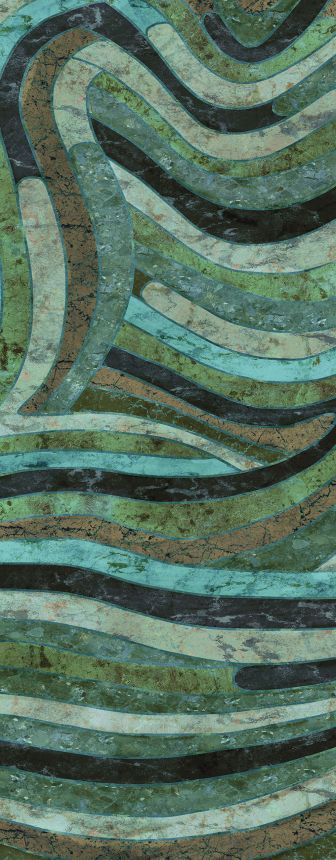 Geometric non-woven wall mural, green, DGROC2023-300, Rock, Masureel