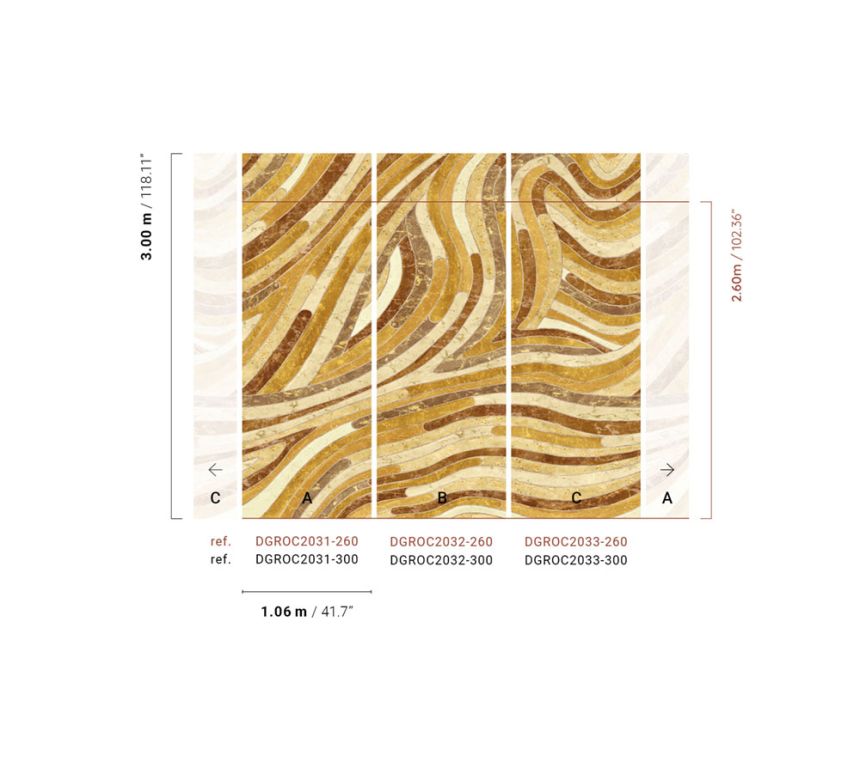 Geometric non-woven wall mural, yellow-brown, DGROC2031-260, Rock, Masureel