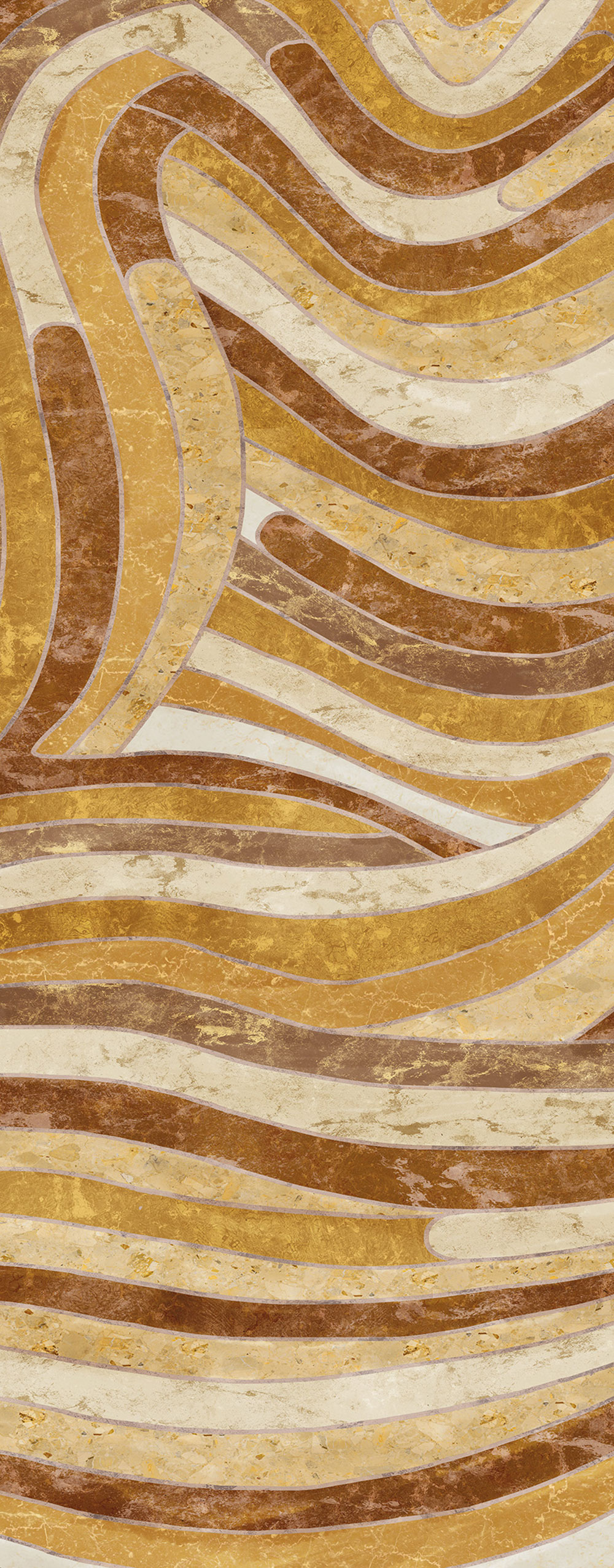 Geometric non-woven wall mural, yellow-brown, DGROC2033-260, Rock, Masureel