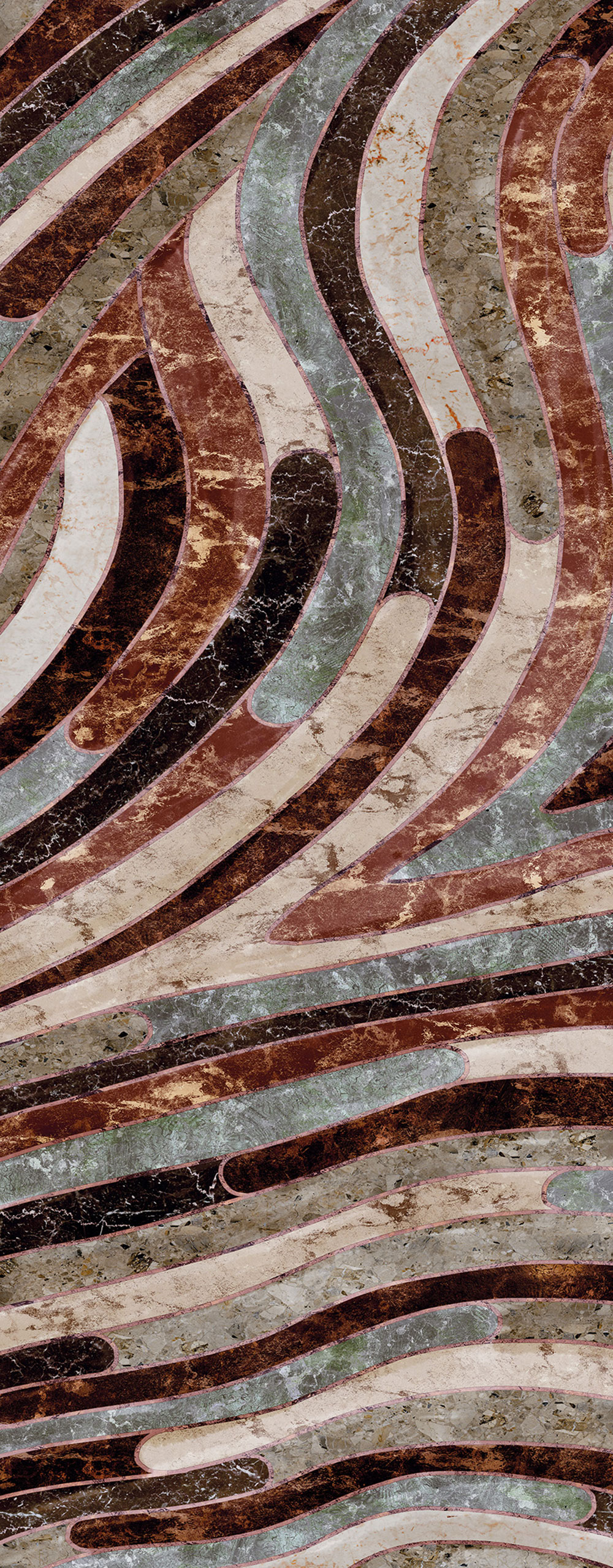 Geometric non-woven wall mural, gray-brown, DGROC2042-260, Rock, Masureel