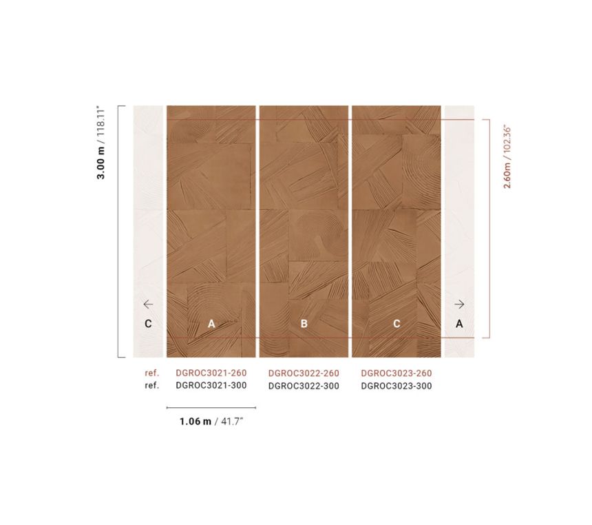 Geometric non-woven wall mural, brown, DGROC3021-260, Rock, Masureel