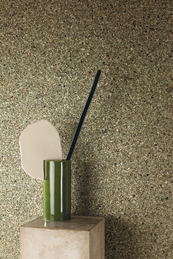 Non-woven wallpaper, green, kamínky, INT503, Rock, Masureel