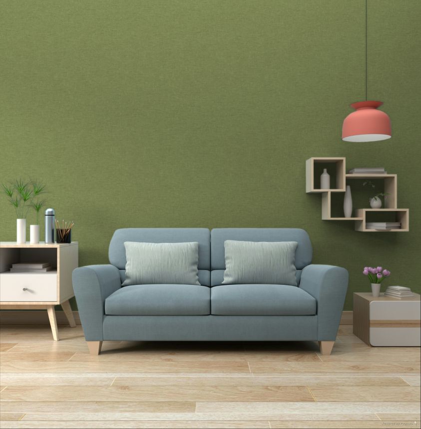 Non-woven wallpaper, green, fabric imitation, JOY305, Joy, Rhapsody, Masureel