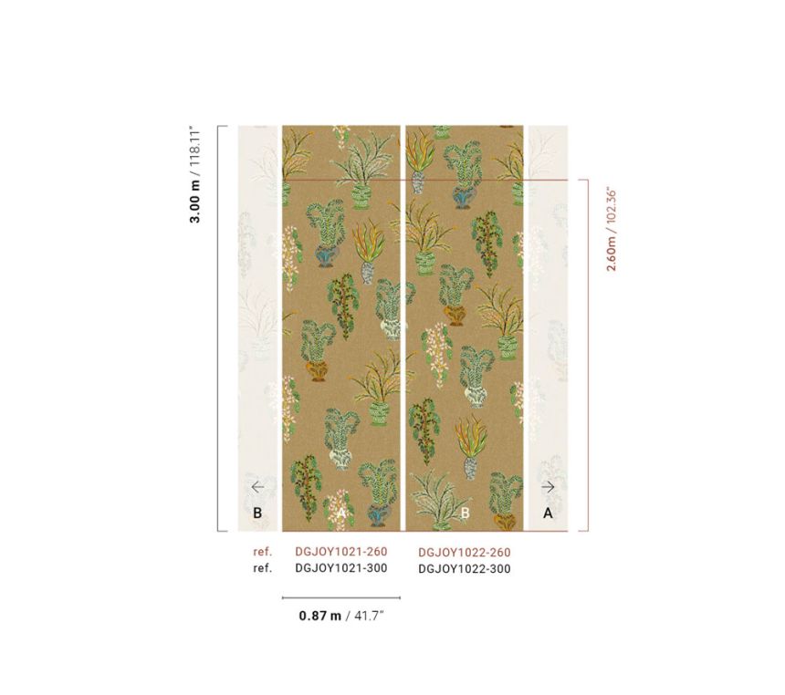 Non-woven wall mural, khaki, flowers, DGJOY1021-260, Joy, Masureel