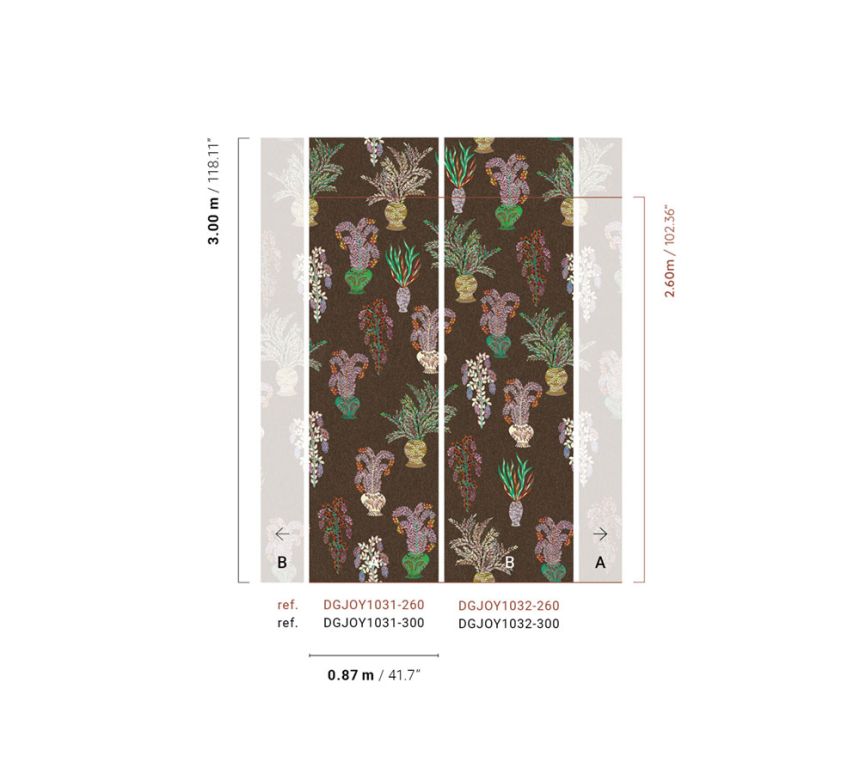 Non-woven wall mural, brown, flowers, DGJOY1032-300, Joy, Masureel