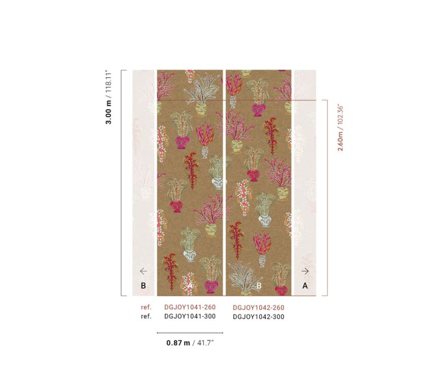 Non-woven wall mural, brown, flowers, DGJOY1042-260, Joy, Masureel