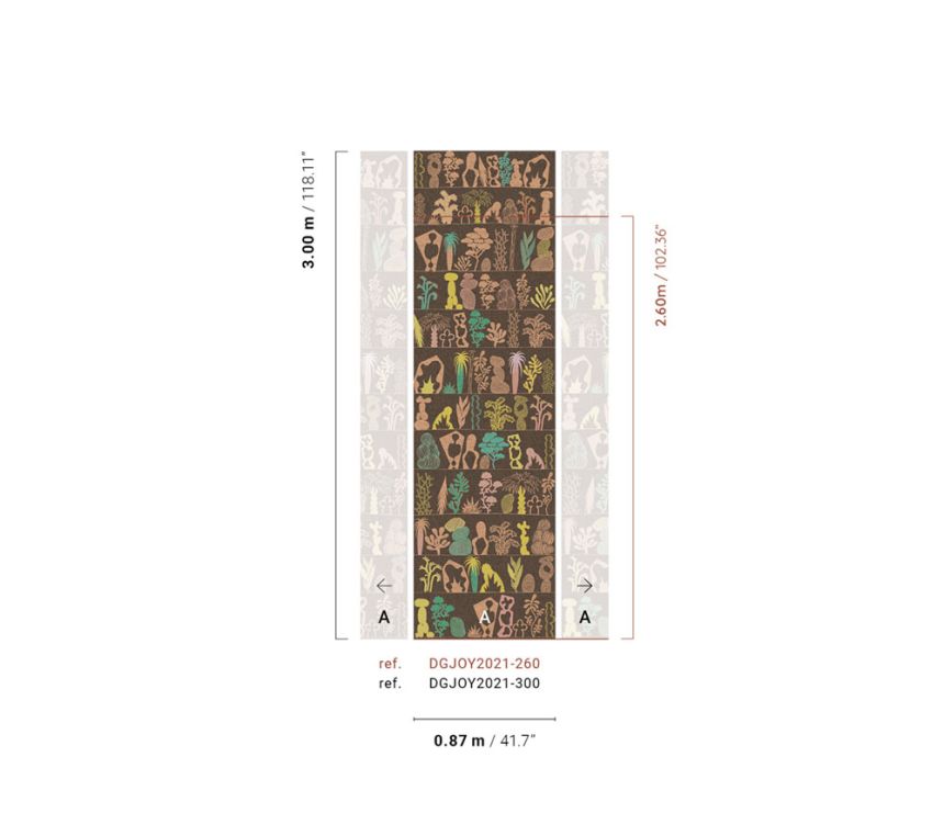 Non-woven wall mural, brown, plants, DGJOY2021-300, Joy, Masureel