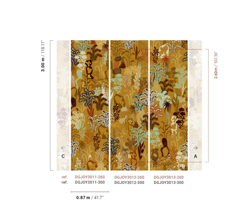 Non-woven wall mural, ochre, plants, DGJOY3013-300, Joy, Masureel