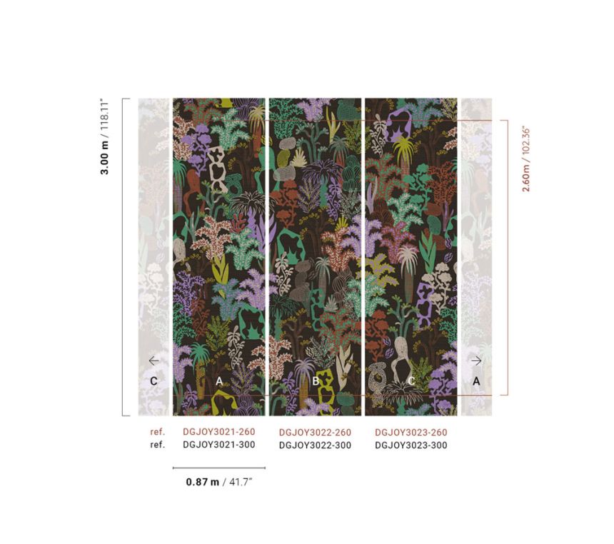 Non-woven wall mural, black, plants, DGJOY3023-260, Joy, Masureel