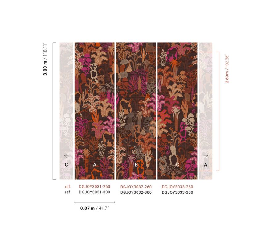 Non-woven wall mural, brown, plants, DGJOY3031-260, Joy, Masureel