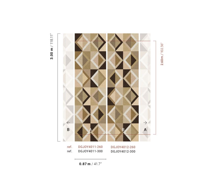 Geometric non-woven wall mural, beige, DGJOY4011-300, Joy, Masureel
