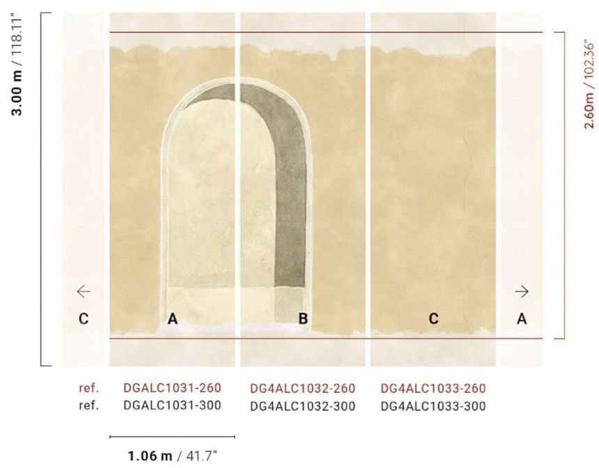 3D wall mural, arcade, cream, DGALC1031-300, Terra, Masureel
