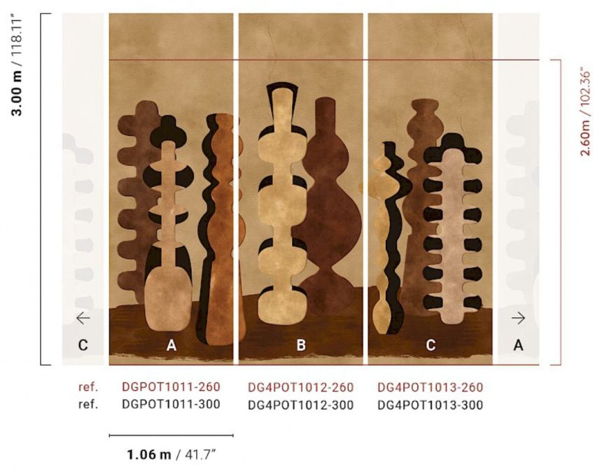 Non-woven wall mural, vases, brown, DGPOT1012-300, Terra, Masureel