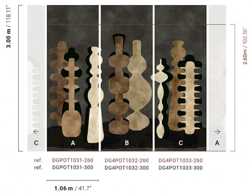 Non-woven wall mural, vases, brown, DGPOT1032-300, Terra, Masureel