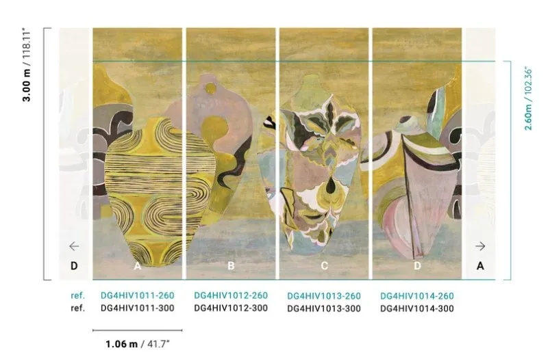 Non-woven wall mural with vases, DG4HIV1011-260, Terra, Wall Designs IV, Khroma by Masureel