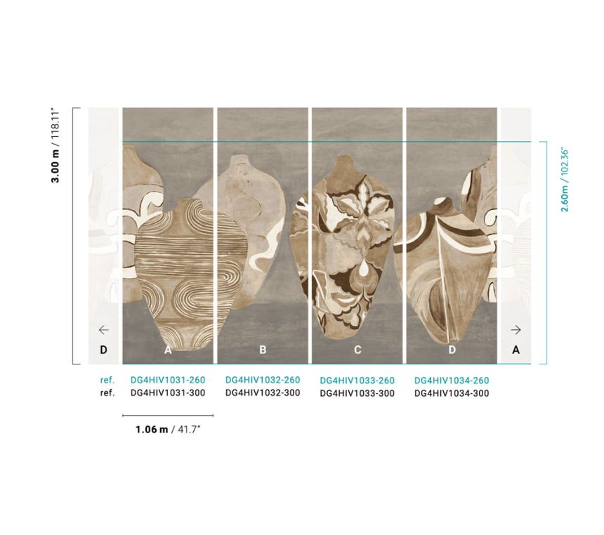 Non-woven wall mural with vases, DG4HIV1034-300, Terra, Wall Designs IV, Khroma by Masureel
