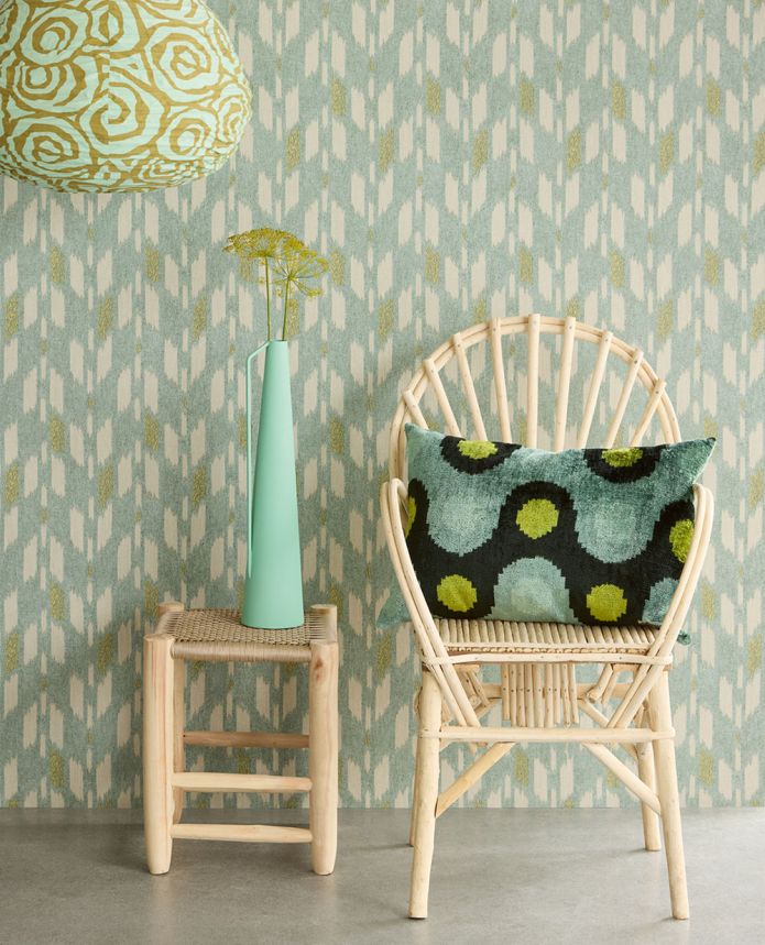 Non-woven wallpaper, green,  fabric imitation, 340243, Solange, Eijffinger