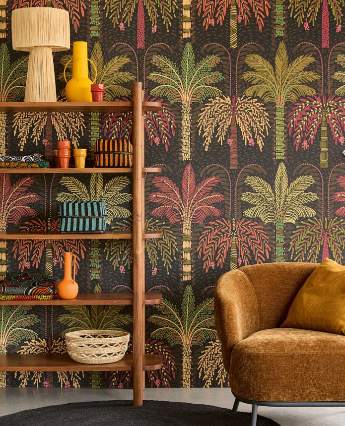 Non-woven wall mural, brown, palm trees, 340290, Solange, Eijffinger