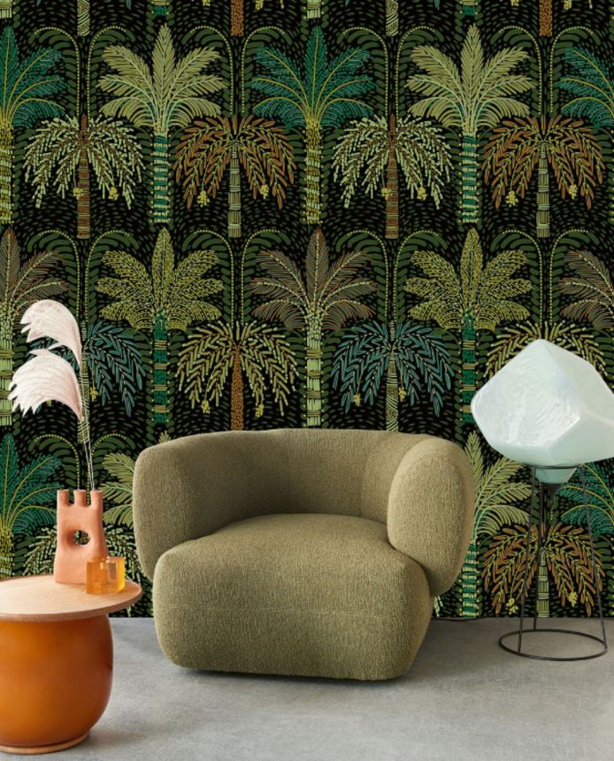 Non-woven wall mural, green, palm trees, 340291, Solange, Eijffinger