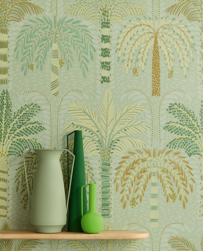 Non-woven wall mural, green, palm trees, 340293, Solange, Eijffinger