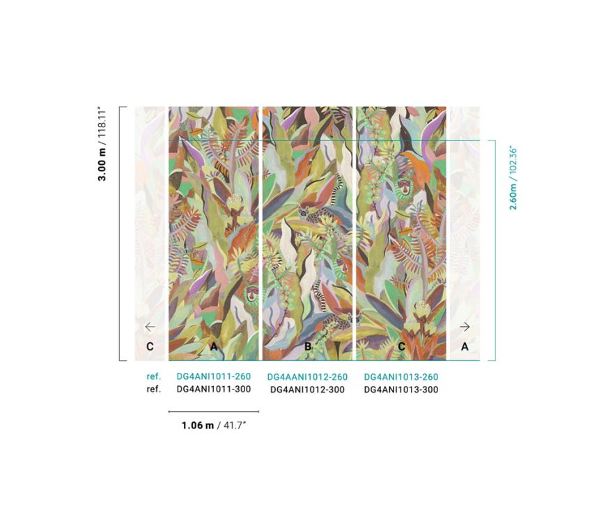 Non-woven wall mural, Jungle, DG4ANI1011-300, Wall Designs IV, Khroma by Masureel
