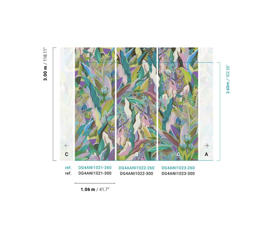 Non-woven wall mural, Jungle, DG4ANI1023-300, Wall Designs IV, Khroma by Masureel