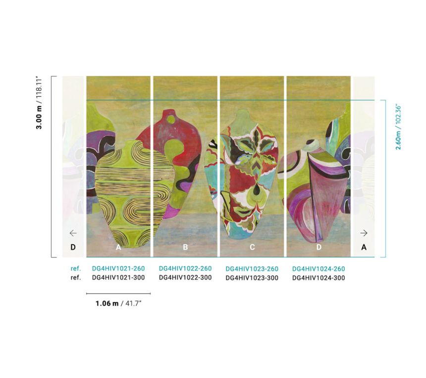 Non-woven wall mural with vases, DG4HIV1021-260, Wall Designs IV, Khroma by Masureel