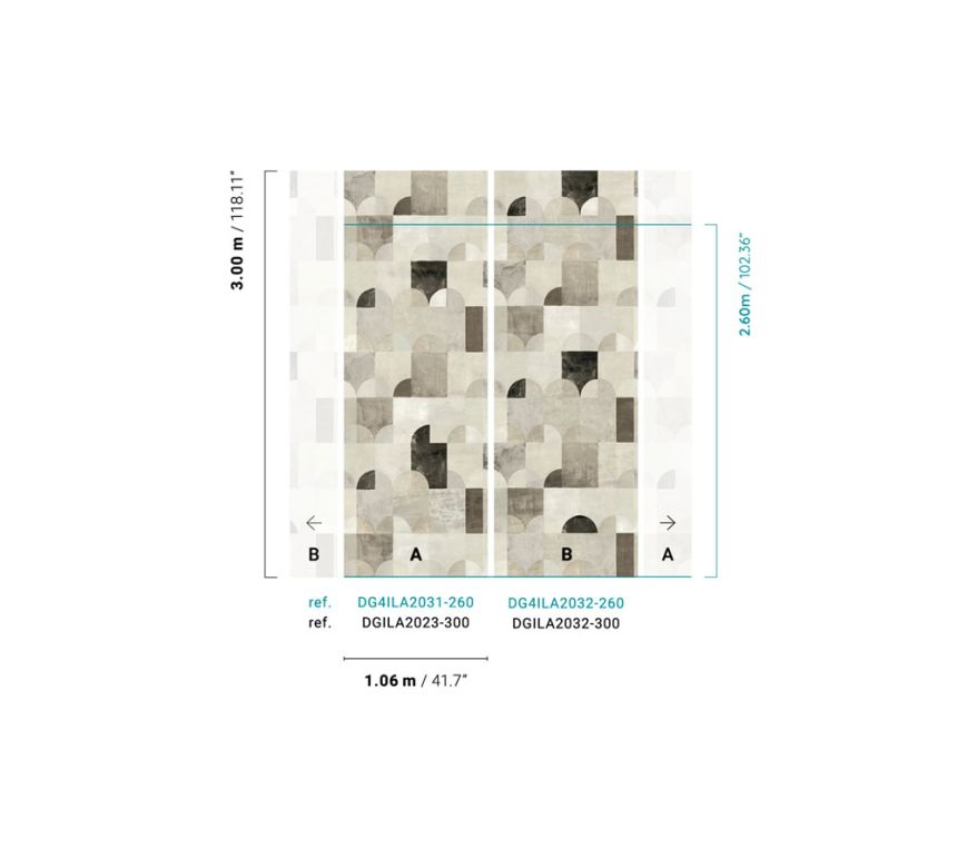 Non-woven geometric wall mural, DG4ILA2031-260, Wall Designs IV, Khroma by Masureel