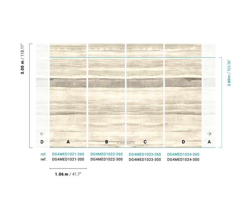 Non-woven wall mural, stripes, DG4MED1021-300, Wall Designs IV, Khroma by Masureel