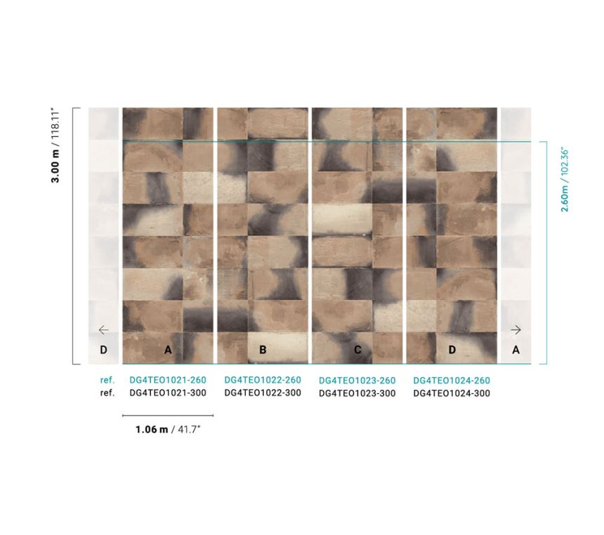 Non-woven wall mural, imitation tiles, DG4TEO1023-260, Wall Designs IV, Khroma by Masureel