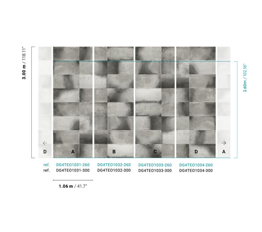Non-woven wall mural, imitation tiles, DG4TEO1031-300, Wall Designs IV, Khroma by Masureel