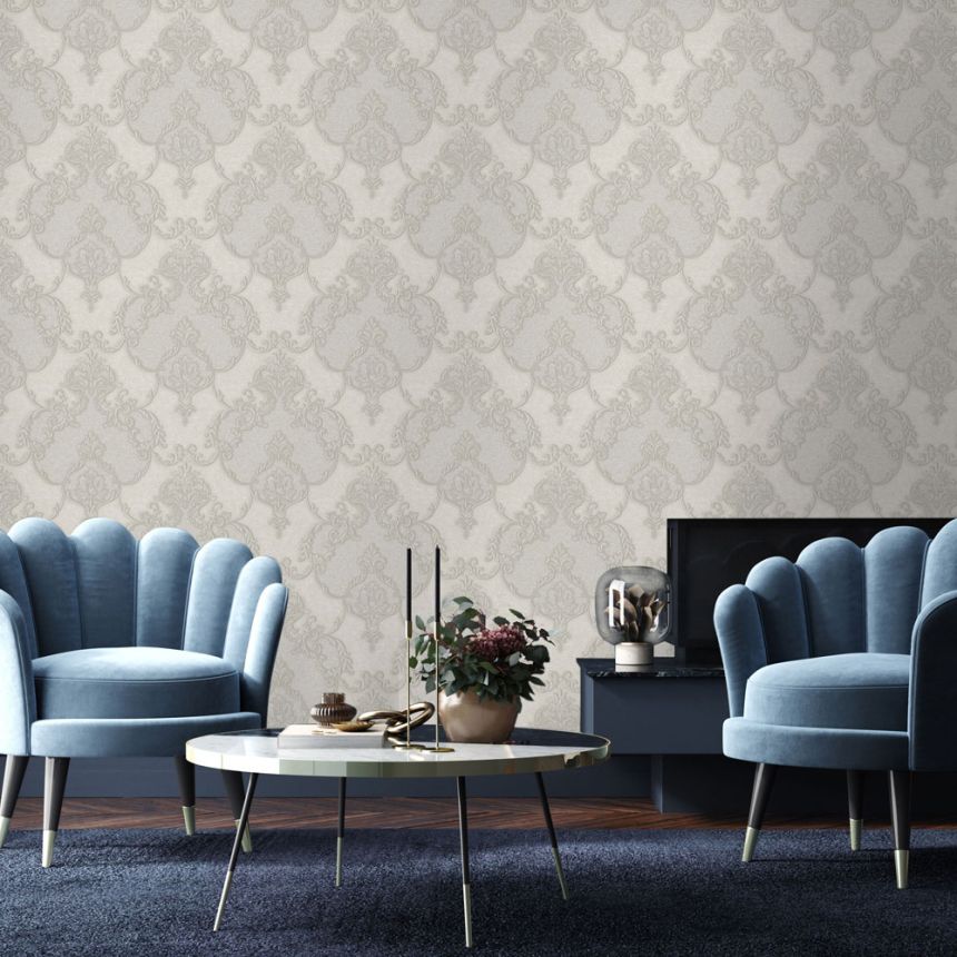 Baroque non-woven wallpaper, gray, 1403-4, Dante, AdaWall
