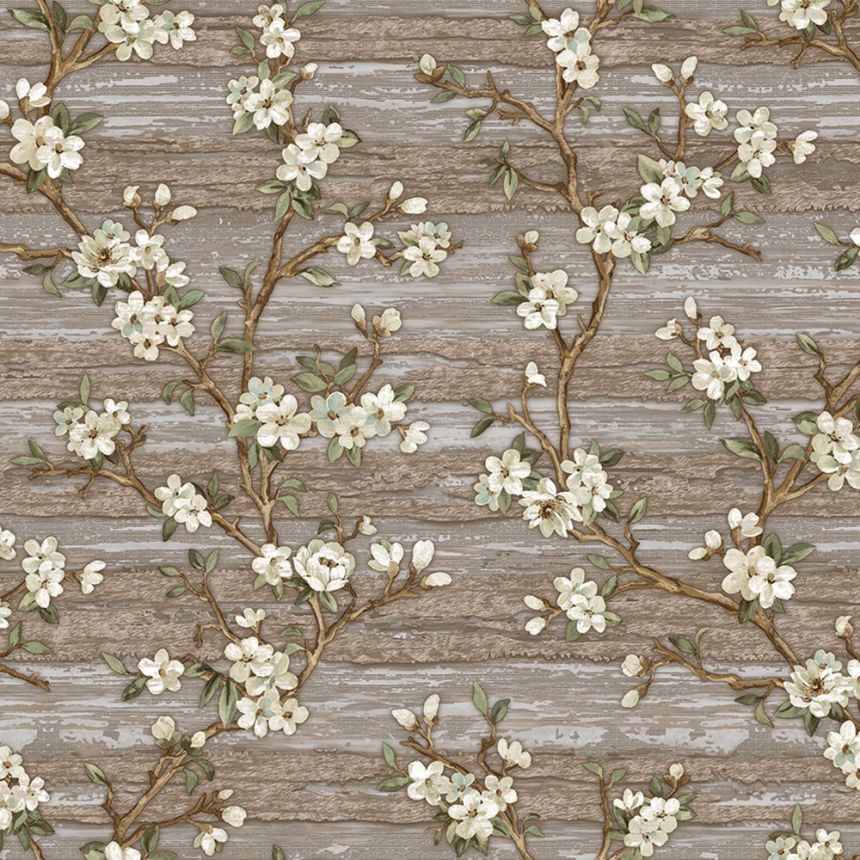 Non-woven wallpaper, brown, flowers, 1505-4, Vera, AdaWall