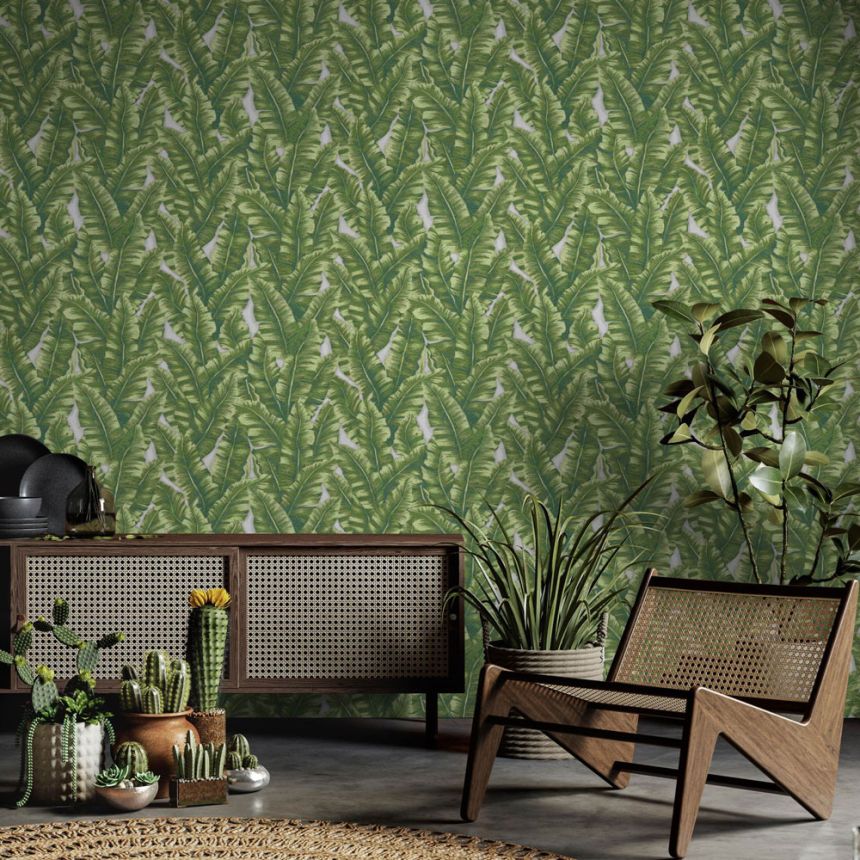 Non-woven wallpaper, zelená, leaves, 1507-3, Vera, AdaWall