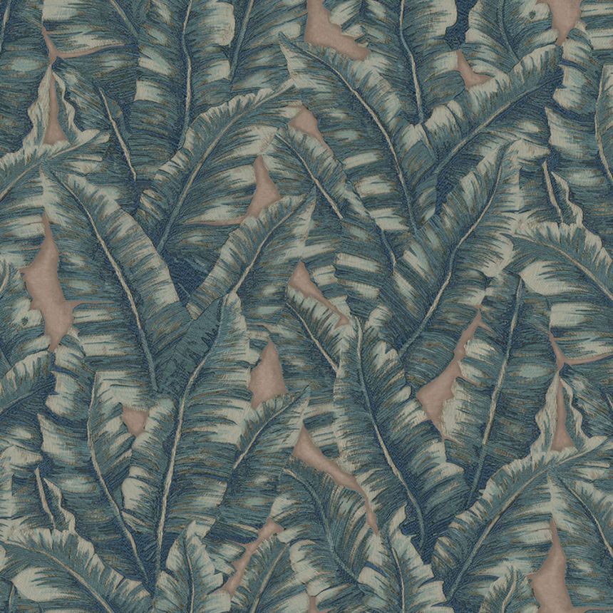 Non-woven wallpaper, blue, leaves, 1507-5, Vera, AdaWall