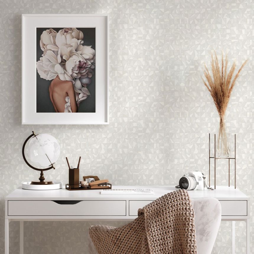 Geometric non-woven wallpaper, cream, 1512-1, Vera, AdaWall