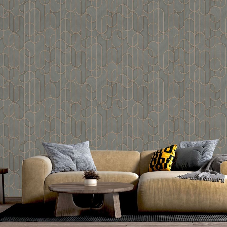 Geometric non-woven wallpaper, grey, 1514-4, Vera, AdaWall