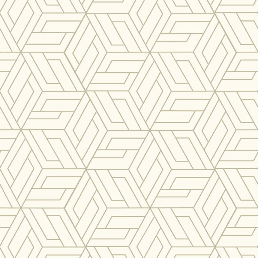 White-gold geometric non-woven wallpaper, A67301, Vavex 2026