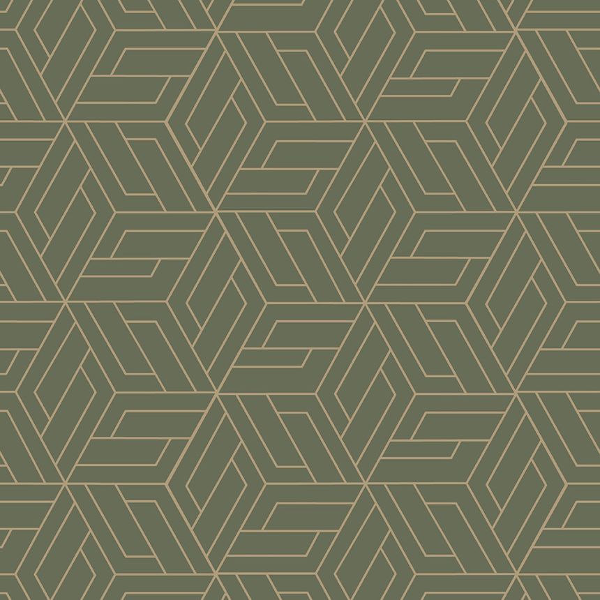 Green-gold geometric non-woven wallpaper, A67303, Vavex 2026