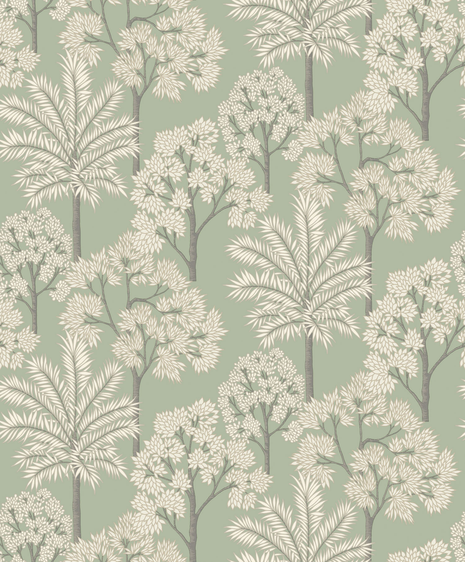 Green non-woven wallpaper, trees, A71308, Arcadia, Grandeco