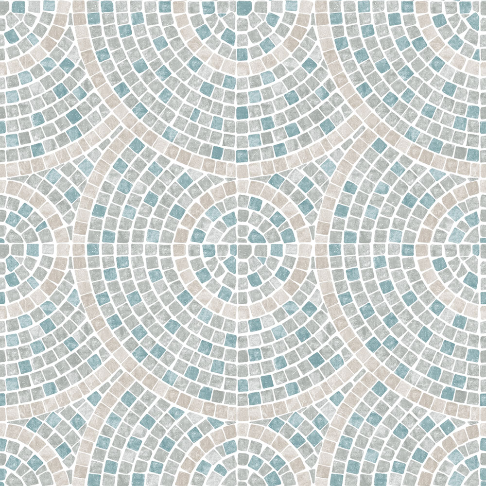 Non-woven wallpaper, grey-turquoise, mosaic, M76301, Artifice, Ugépa