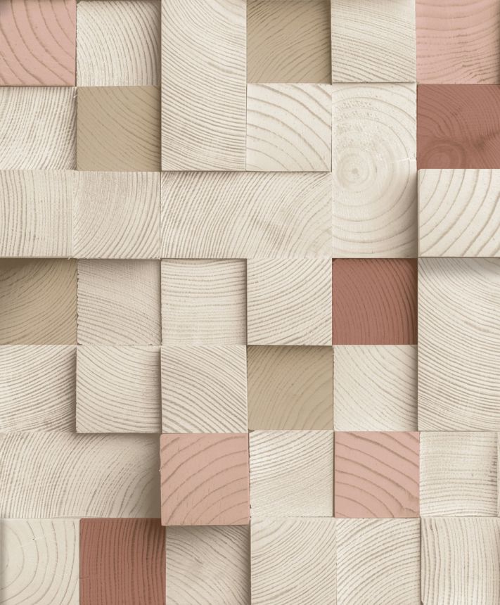 3D non-woven wallpaper, beige-brown, wood paneling imitation, M80110, Artifice, Ugépa