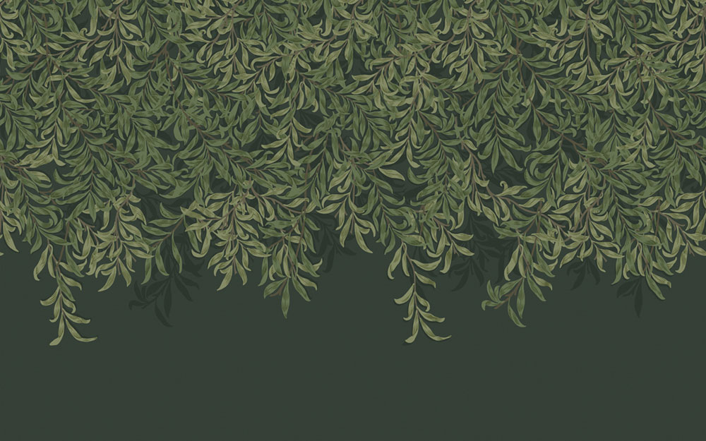Non-woven wall mural, green, branches, leaves, 125391, William Morris At Home