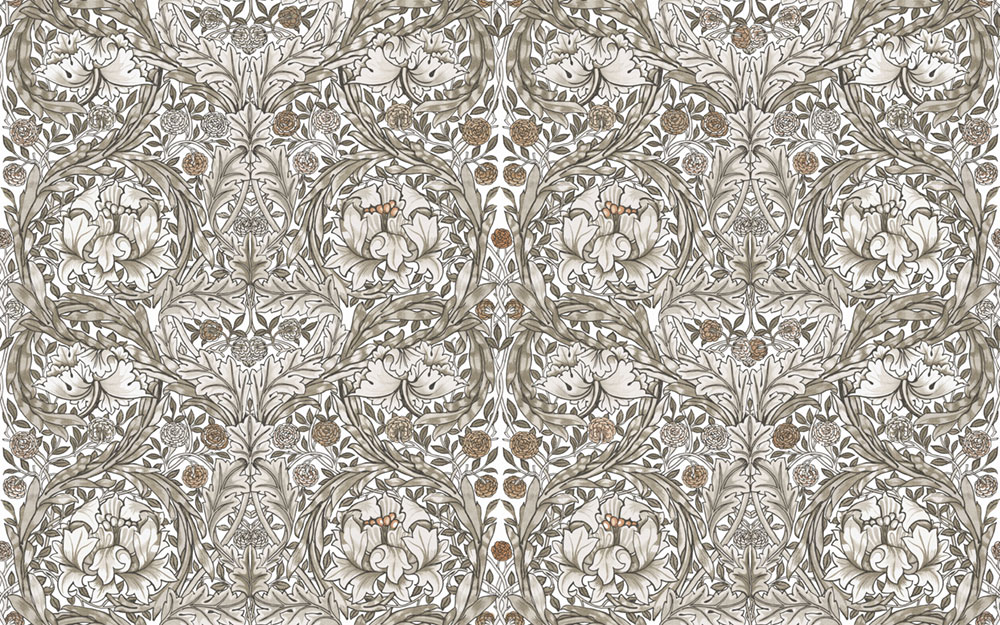 Non-woven wall mural, gray-beige, flowers, 125409, William Morris At Home