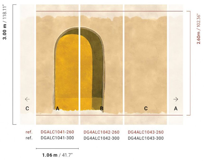 Non-woven wall mural, beige, DGALC1043-300, Terra, Masureel