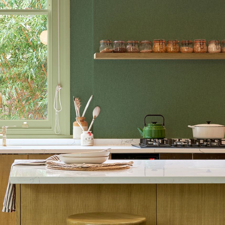 Wallpaper, green, fabric effect, 124089, Arboretum, Utopia, Graham Brown Premium