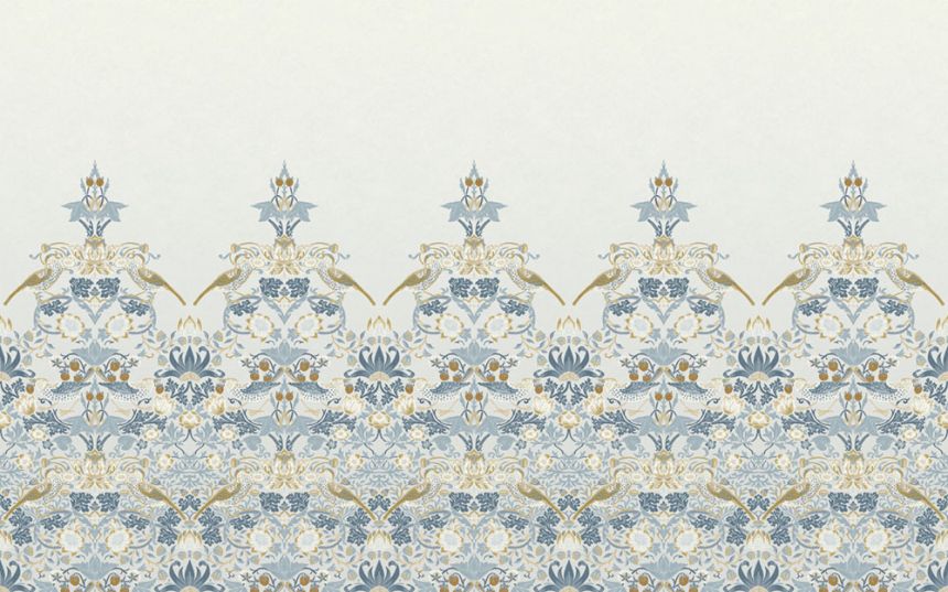 Non-woven wall mural, blue, flowers, birds, 125319, William Morris At Home